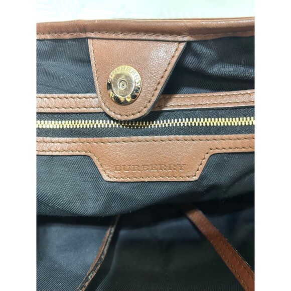 Burberry Beige Brown Leather Haymarket Check Canterbury Tote Shoulder Bag Italy - Picture 11 of 16